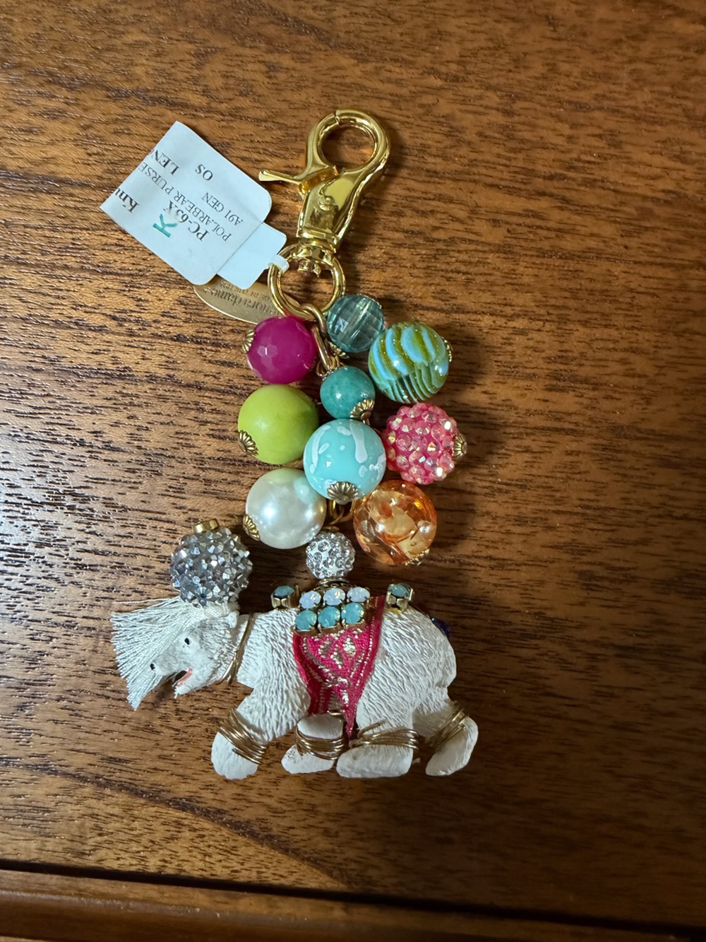 Colorful Polar Bear Bag Charm Keychain with Gold Lobster Clasp